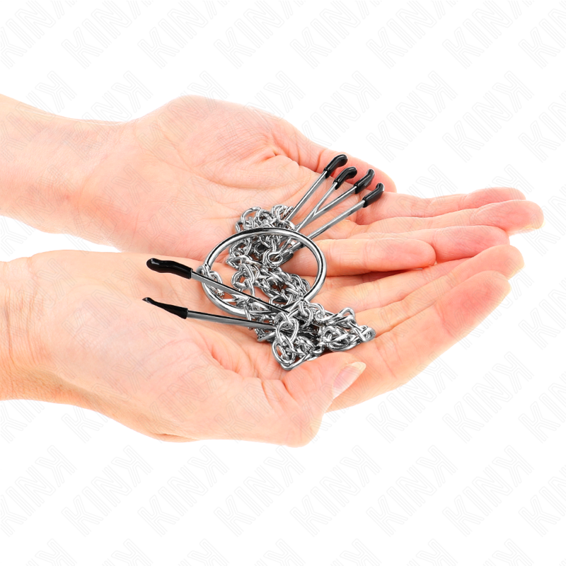 KINK - Тройные зажимы для сосков и клитора с цепочкой, модель 1