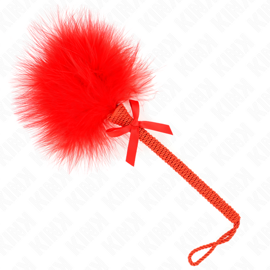 KINK - Baguette en corde de nylon avec plumes chatouilleuses et nœud rouge 25 cm