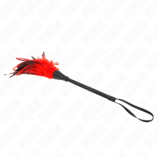 KINK - PLUMES DE POULET EN FORME DE CORNE DE SERVANTE ROUGE 36 CM