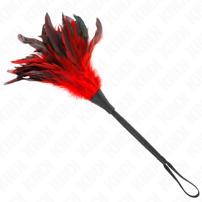 KINK - PLUMES DE POULET EN FORME DE CORNE DE SERVANTE ROUGE 36 CM