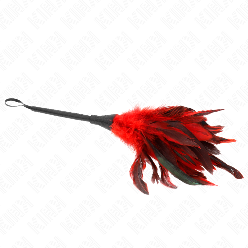 KINK - PLUMES DE POULET EN FORME DE CORNE DE SERVANTE ROUGE 36 CM
