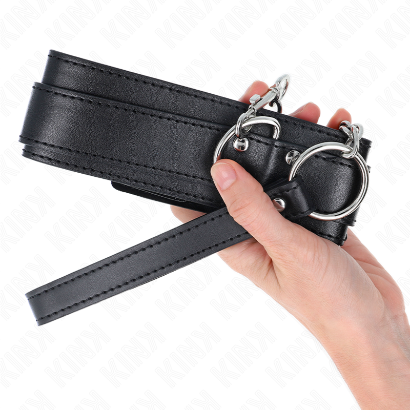 KINK - Ожерелье с ремешком 65 см, серебряные пряжки, регулируемый размер 33-46 см x 5,5 см