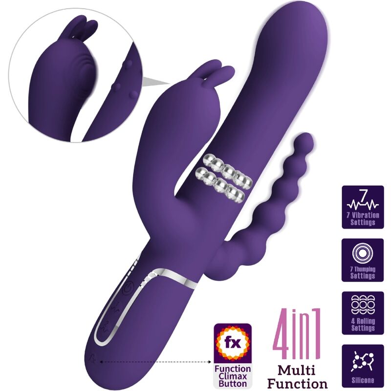 JOLI AMOUR - CAMMY VIBRATEUR TRIPLE MULTIFONCTION 4 EN 1 VIOLET