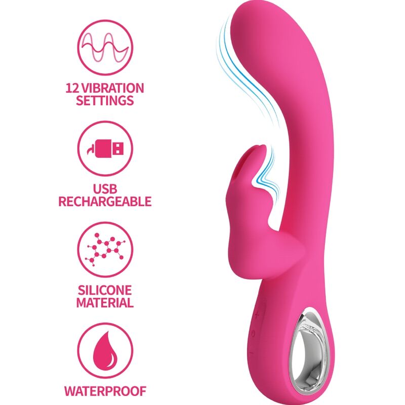 PRETTY LOVE - NOVAK RABBIT VIBRATOR 12 VIBRATIES ROZE