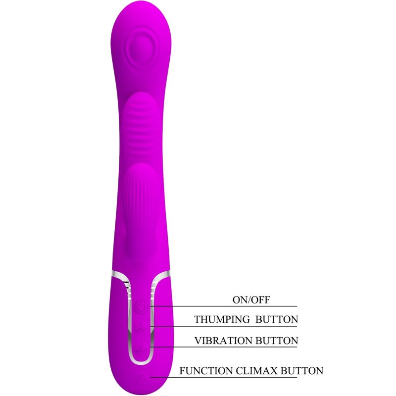 PRETTY LOVE - SHANIA TRIPLE RABBIT VIBRATOR MULTIFUNCTIONEEL ROZE