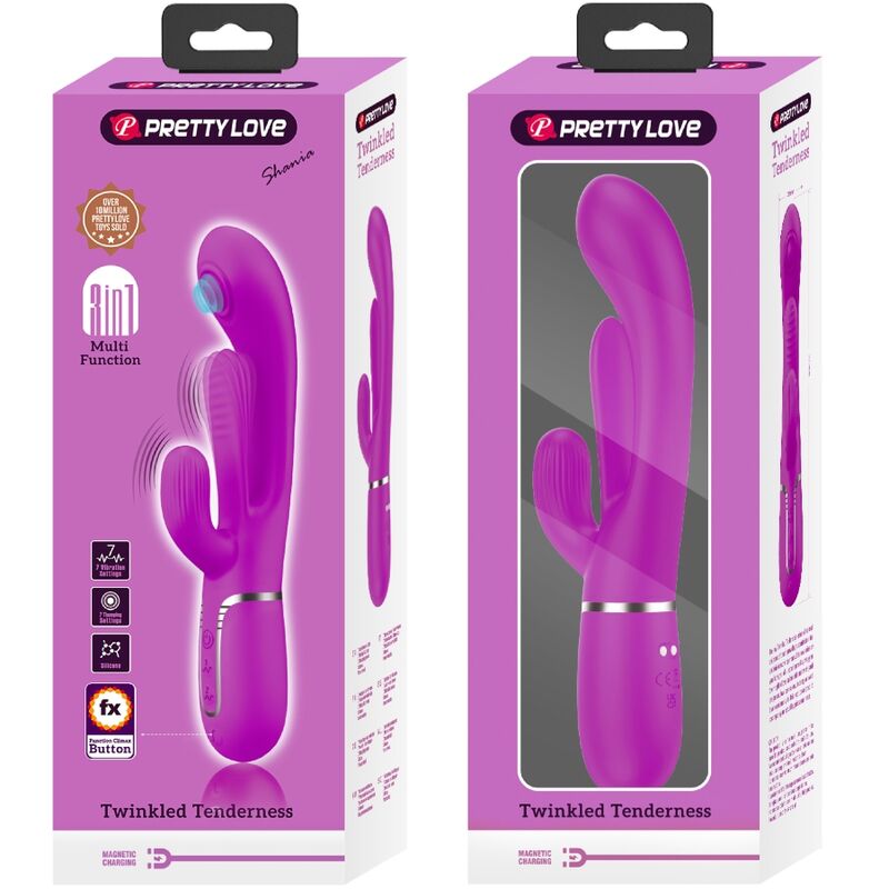 PRETTY LOVE - SHANIA TRIPLE RABBIT VIBRATOR MULTIFUNCTIONEEL ROZE