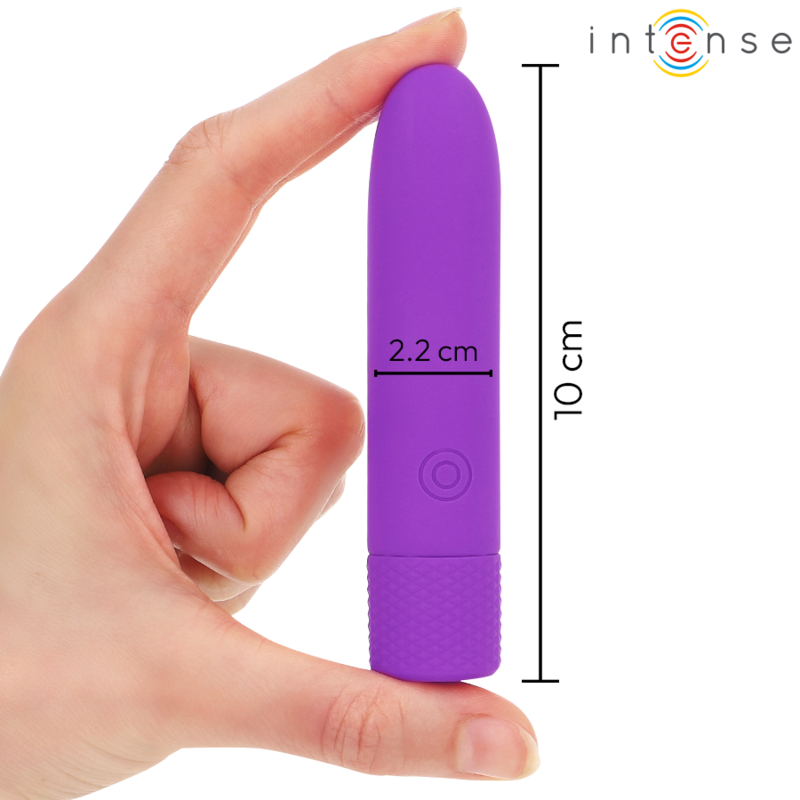 INTENSE - SYMONE PROIETTILE VIBRANTE RICARICABILE USB 8 VIBRAZIONI VIOLA 10 X 2,2 CM