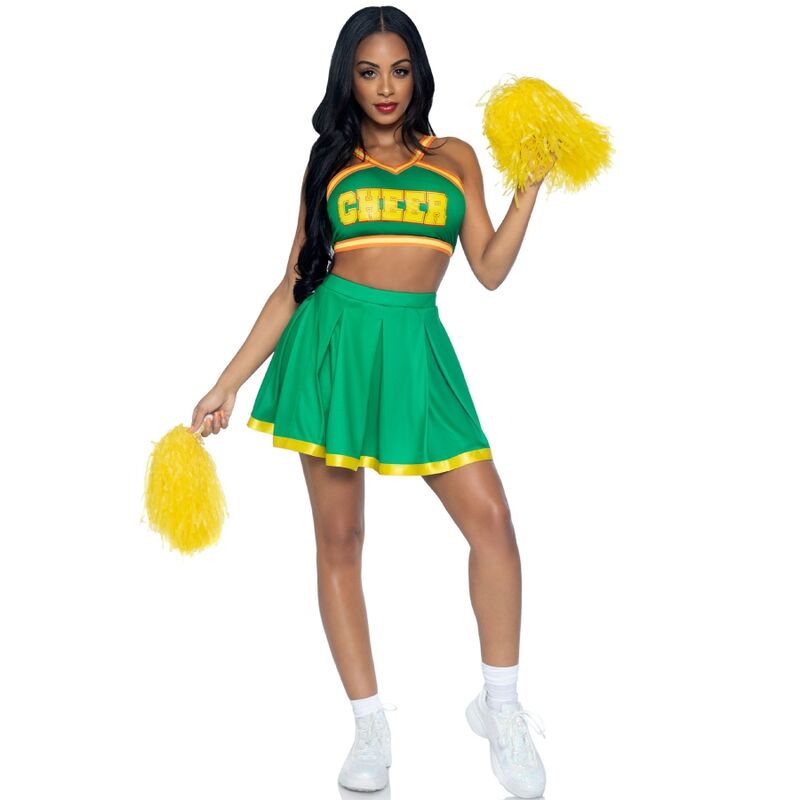 LEG AVENUE - KOSTUUM CHEERLEADER GROEN S/M