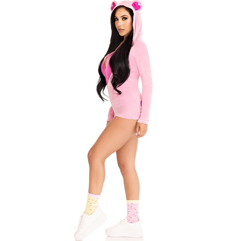 LEG AVENUE - TEDDYBEER FLUWELEN BODYSUIT ROZE S