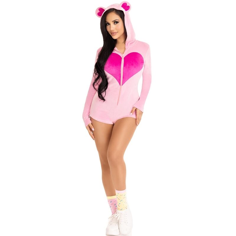 LEG AVENUE - TEDDYBEER FLUWELEN BODYSUIT ROZE S