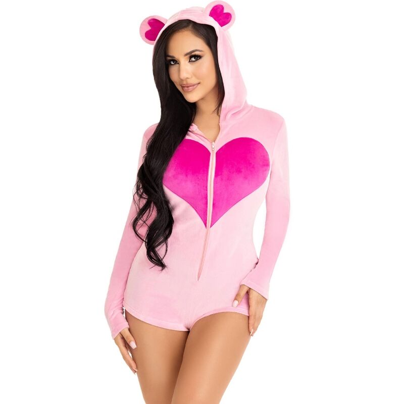 LEG AVENUE - TEDDYBEER FLUWELEN BODYSUIT ROZE M