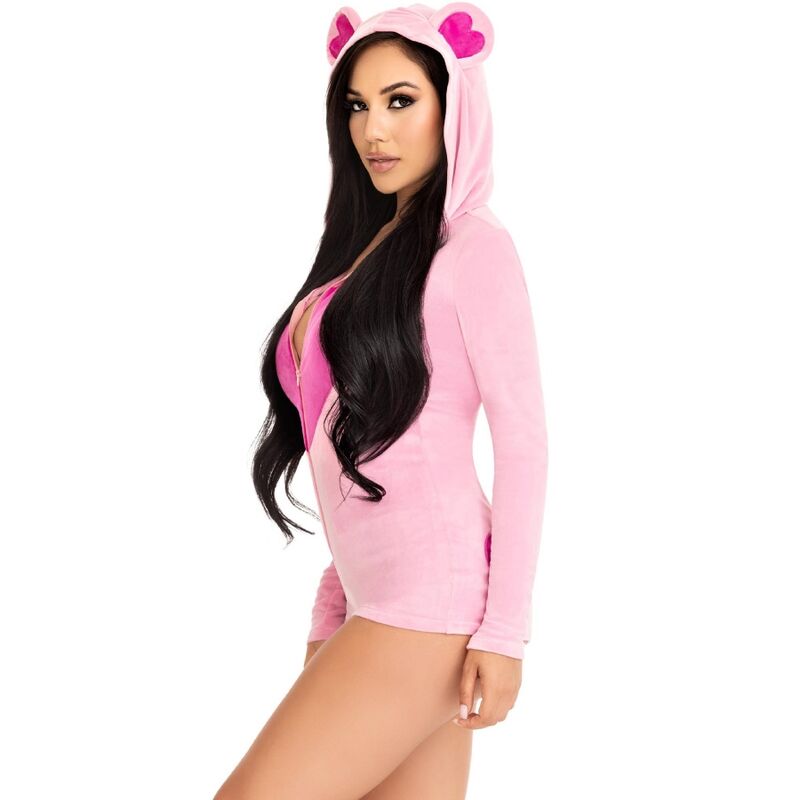 LEG AVENUE - TEDDYBEER FLUWELEN BODYSUIT ROZE M