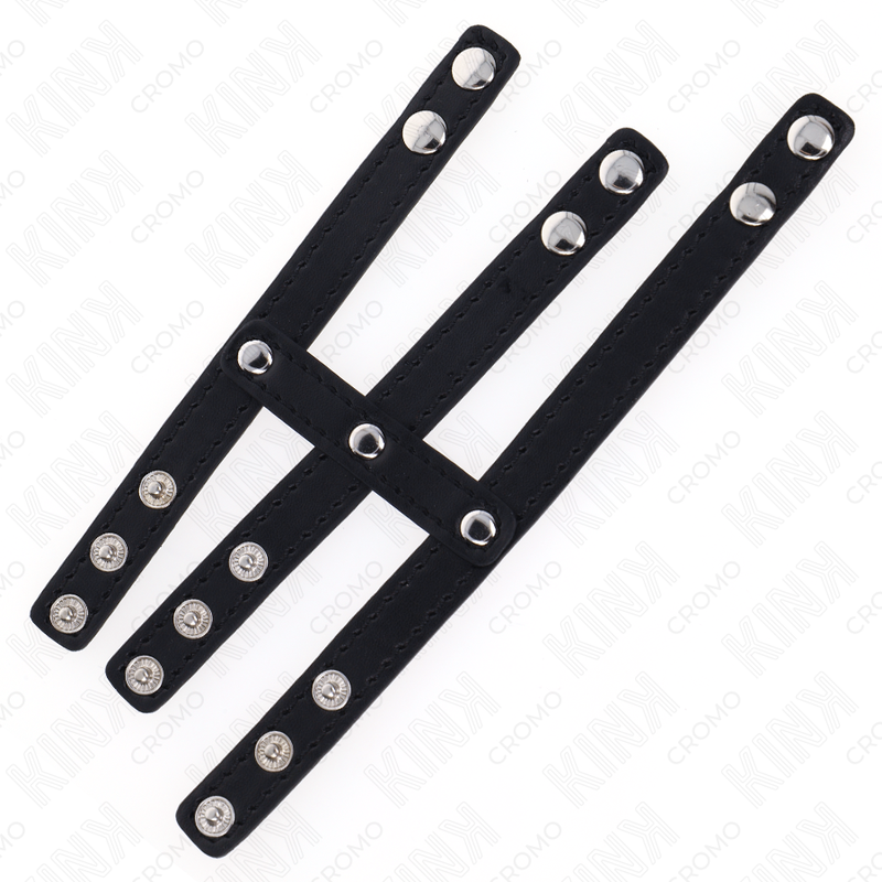 KINK - DRIEVOUDIGE LEDEREN PENISRING MET DRUKSLUITING