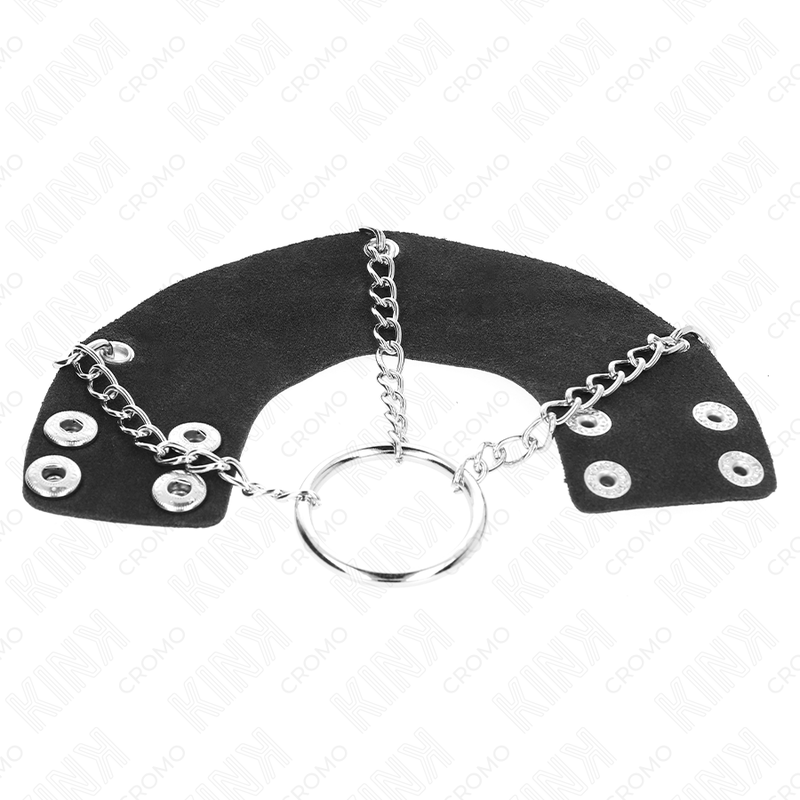 KINK - PENISRING 4 CM KETTING 7 CM METAAL MET LEDEREN RIEM