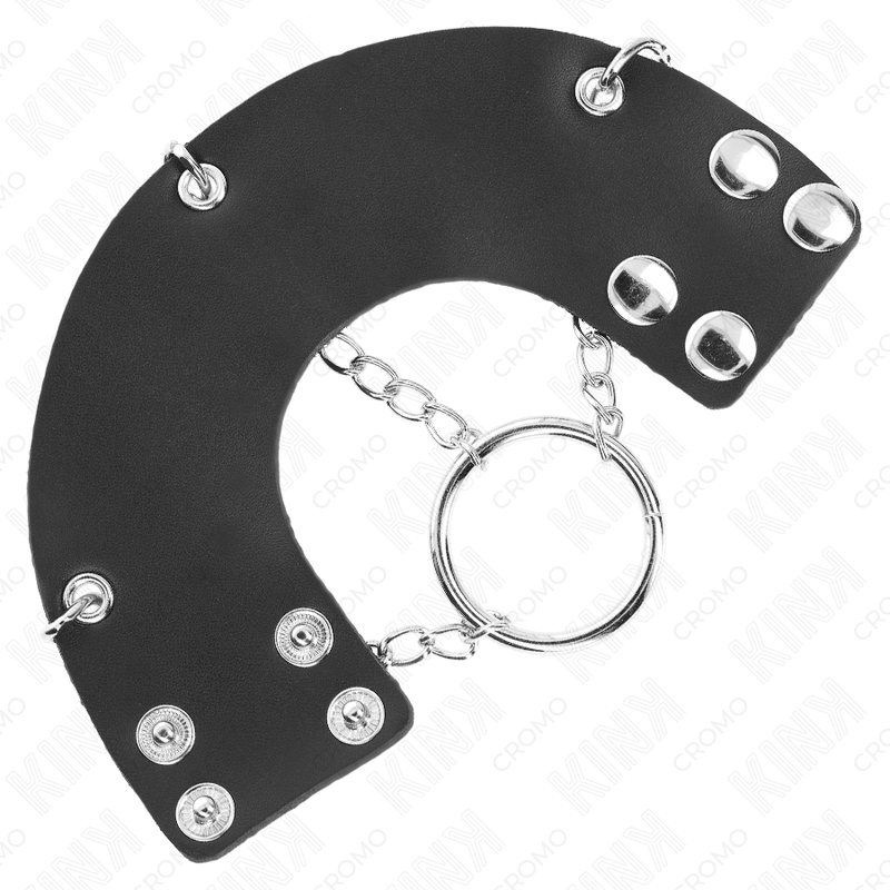 KINK - PENISRING 4 CM KETTING 7 CM METAAL MET LEDEREN RIEM