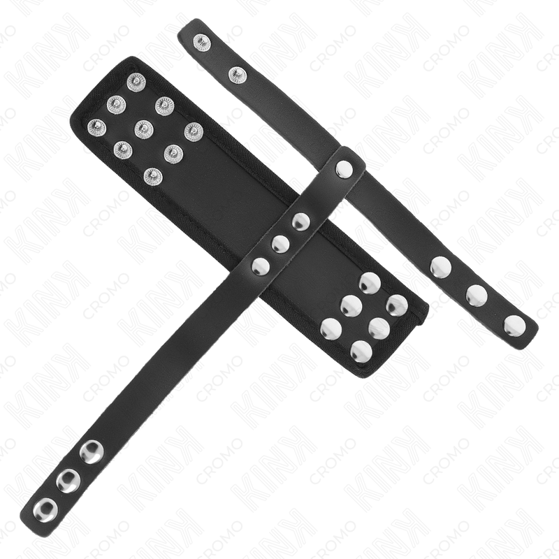 KINK - LEDEREN PENIS CAGE RING MET VERSTELBARE GECOATE BALVERDELERBAND