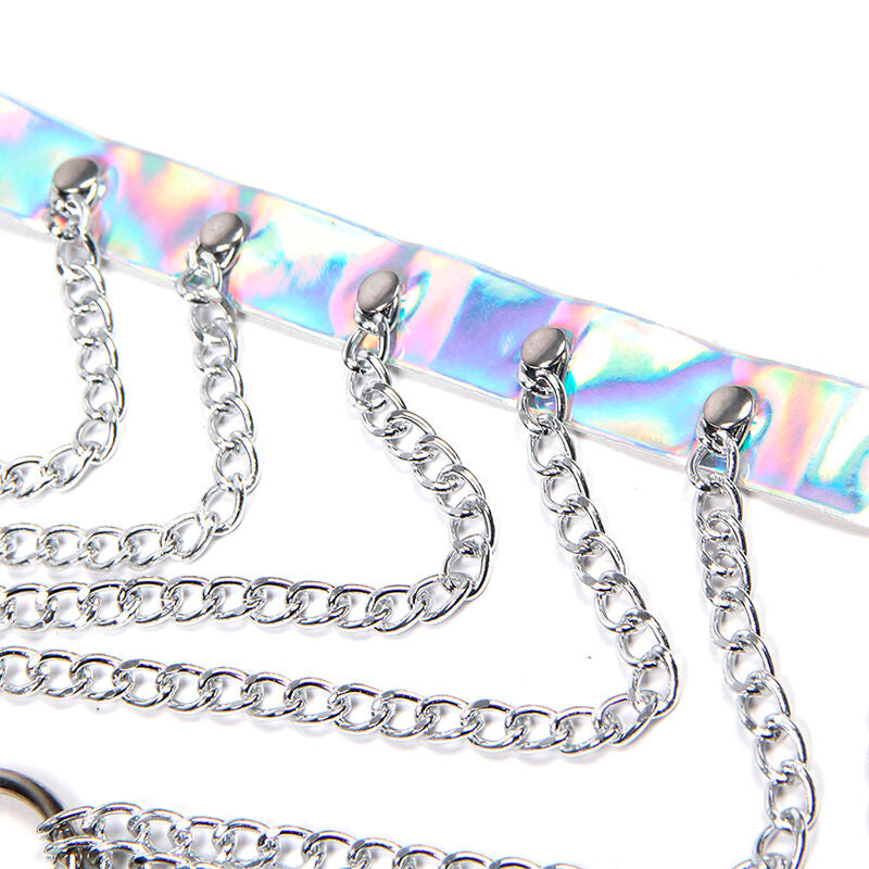 SUBBLIME - 953737 Нагрудная портупея с кольцами и цепочками, серебристая, один размер