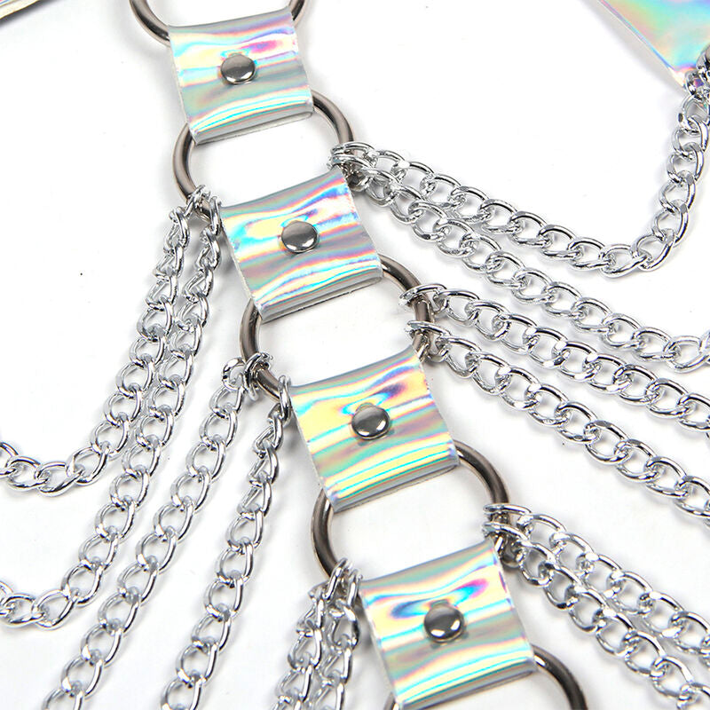 SUBBLIME - 953737 Нагрудная портупея с кольцами и цепочками, серебристая, один размер