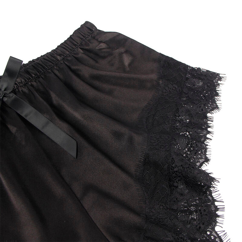 SUBBLIME - 953942 Nuisette décontractée en soie + pantalon en dentelle noir L/XL