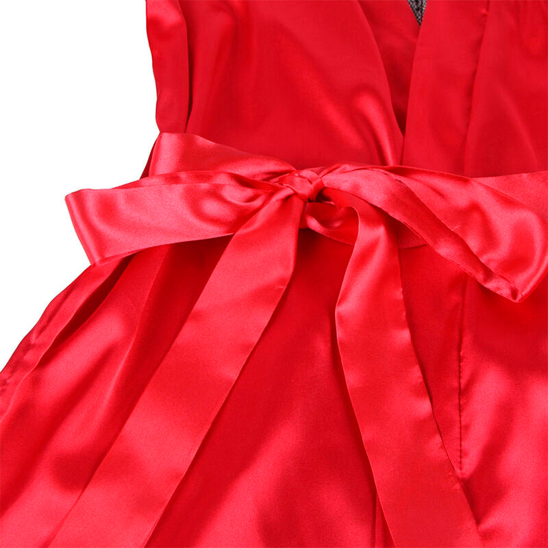 SUBBLIME - 954024 Кружевная прозрачная майка с открытой спиной + стринги, красно-черная, размер L/XL