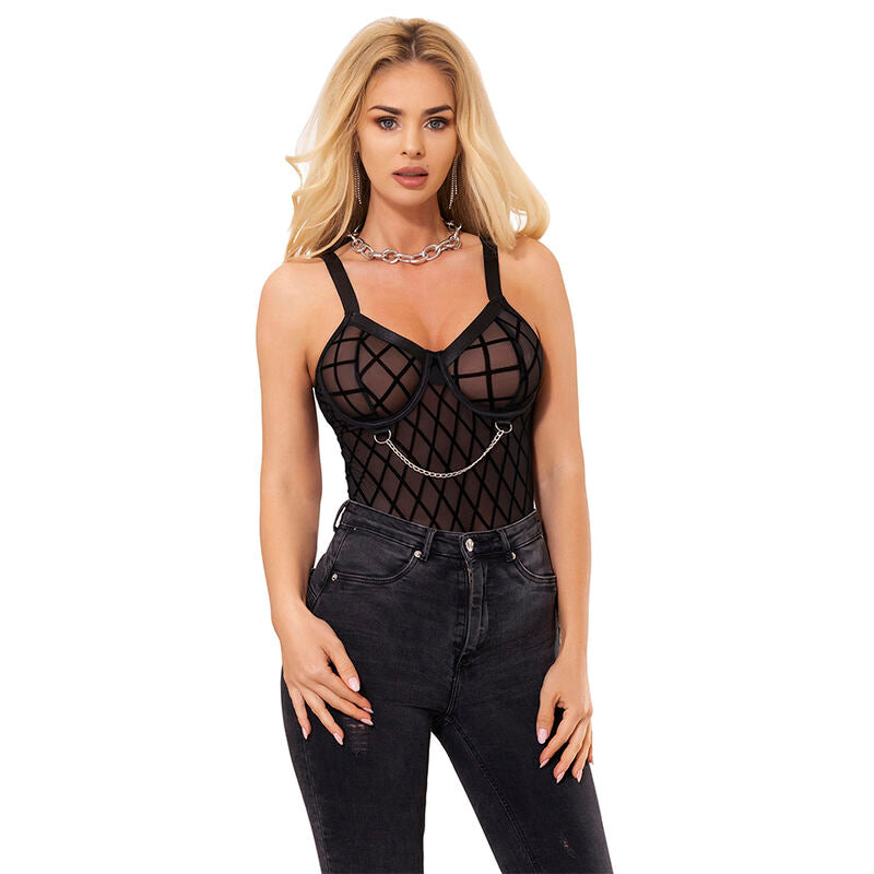 SUBBLIME - 954260 BODY CON CATENE + GIARRETTIERA NERO S/M