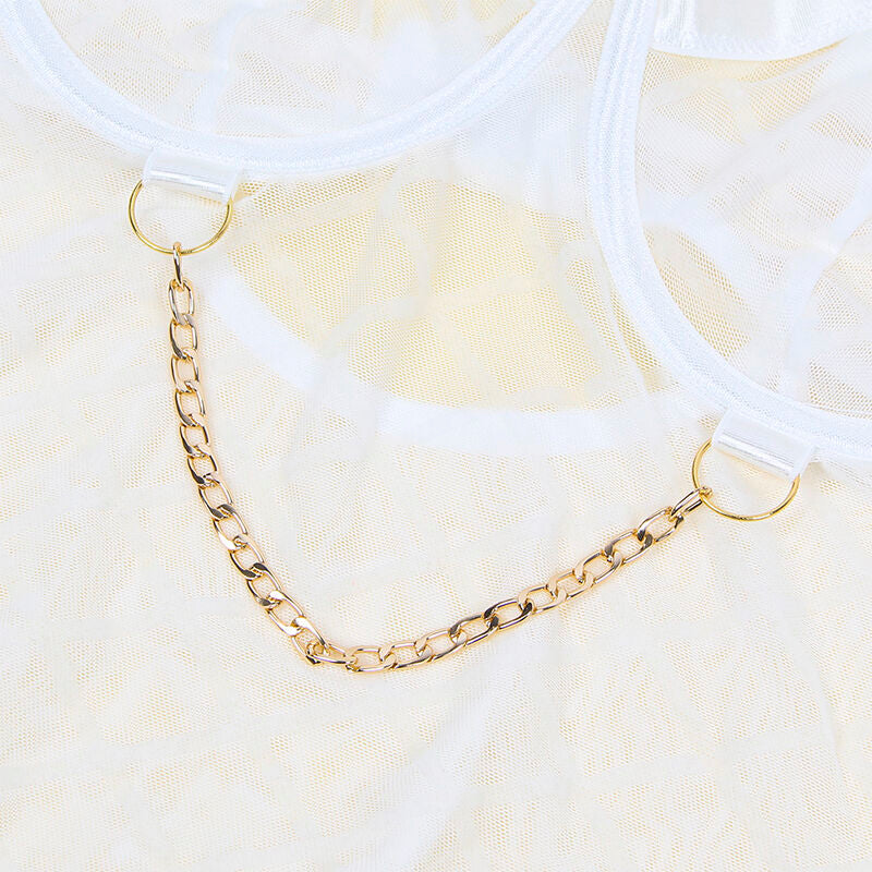 SUBBLIME - 954291 Боди с цепочками и поясом для чулок, белый, размер L/XL