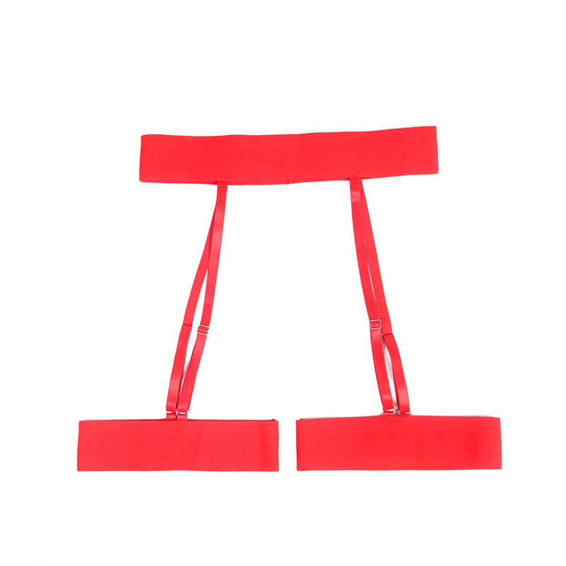 SUBBLIME - 954321 Бюстгальтер с принтом в виде сердечек + стринги + пояс для чулок, красный, размер S/M