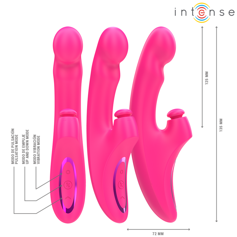INTENSE - EMI VIBRATOR 13,5 CM MULTIFUNCTIONEEL 3 IN 1 10 VIBRATIES ROZE