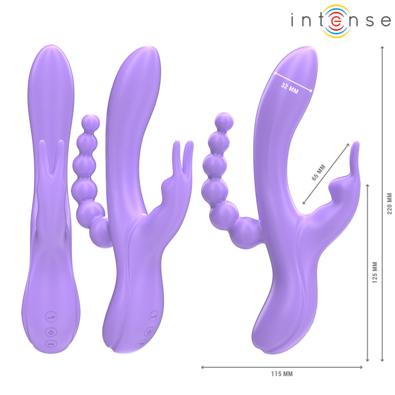 INTENSE - MIKO TRIPLE VIBRATOR KONIJN &amp; STIMULATOR &amp; ANAAL 7 VIBRATIES PAARS