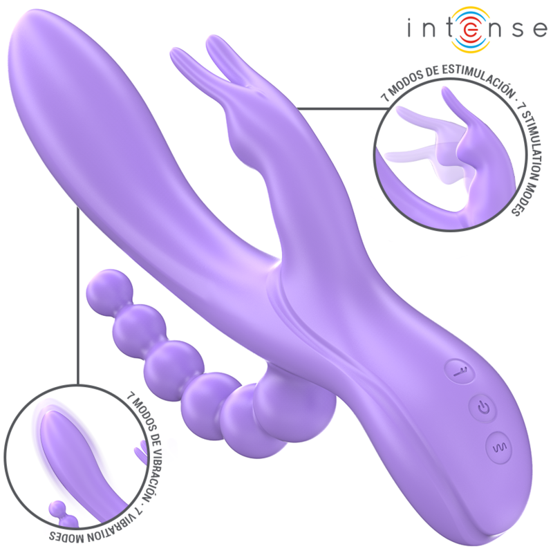INTENSE - MIKO TRIPLE VIBRATOR KONIJN &amp; STIMULATOR &amp; ANAAL 7 VIBRATIES PAARS