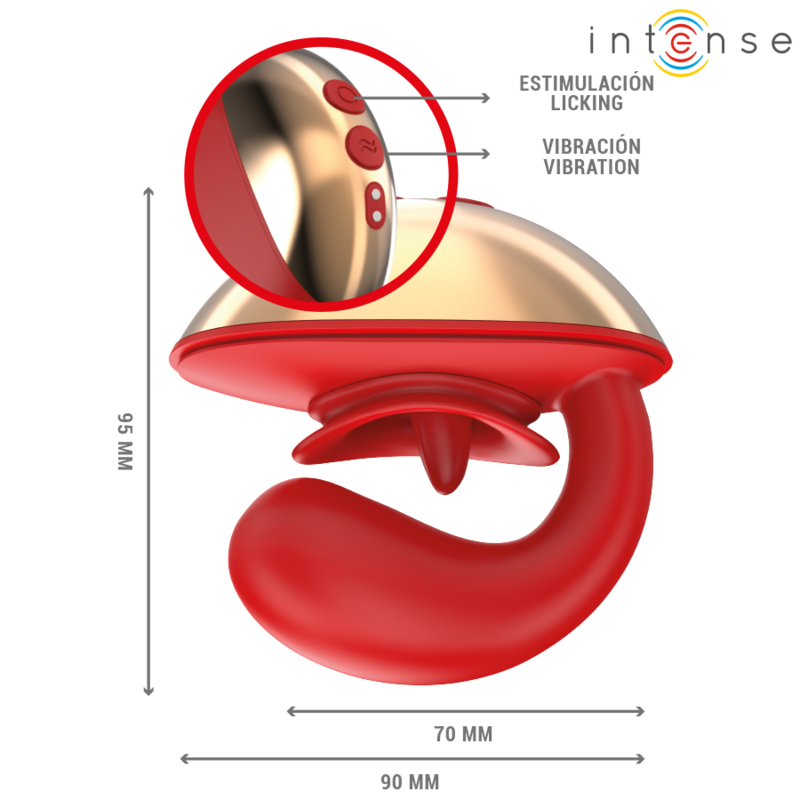 INTENSE - VIBRATEUR ET STIMULATEUR MARIAH EN FORME DE U 10 VIBRATIONS ROUGE