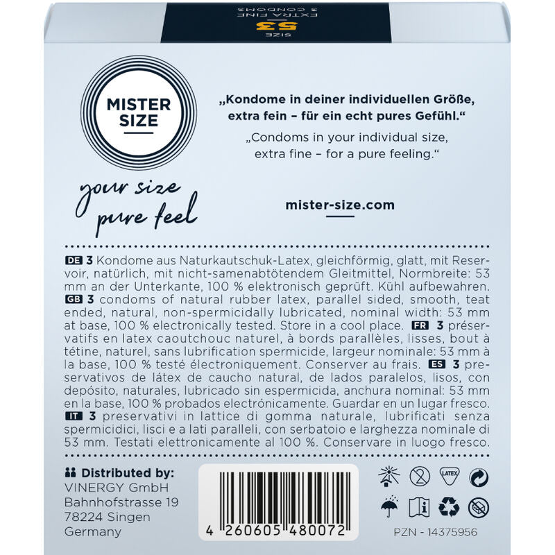 MISTER SIZE - PRÉSERVATIFS TAILLE M 53 MM (3 UNITÉS)