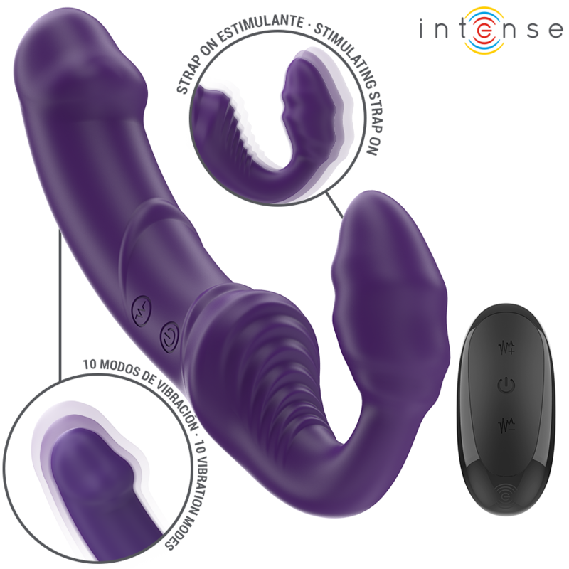 INTENSE - JILL DOUBLE VIBRATEUR 20 CM VIOLETTE AVEC TÉLÉCOMMANDE