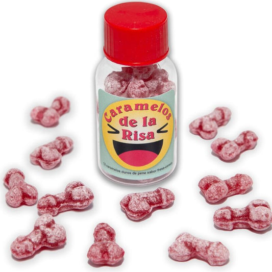 DIABLO PICANTE - 12 BONBONS DU RIRE EN FORME DE PÉNIS FRAISE/CERISE