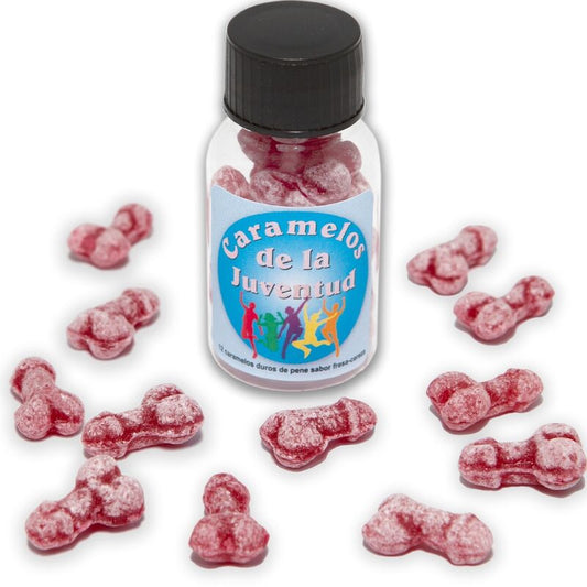 DIABLO PICANTE - 12 BONBONS EN FORME DE PÉNIS POUR ENFANTS FRAISE/CERISE