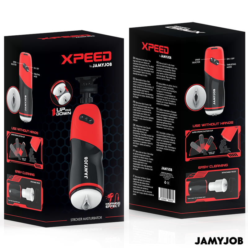 JAMYJOB - MASTURBATEUR VAGINAL AUTOMATIQUE XPEED : 5 MODES DE VIBRATION ET EFFETS SONORES