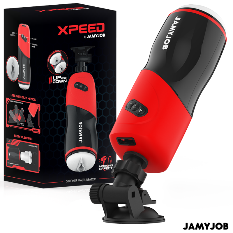 JAMYJOB - MASTURBATEUR VAGINAL AUTOMATIQUE XPEED : 5 MODES DE VIBRATION ET EFFETS SONORES