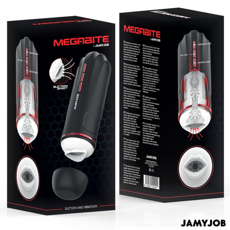 JAMYJOB - MASTURBATEUR BUCCAL AUTOMATIQUE MEGABITE 5 MODES D'ASPIRATION ET DE VIBRATION