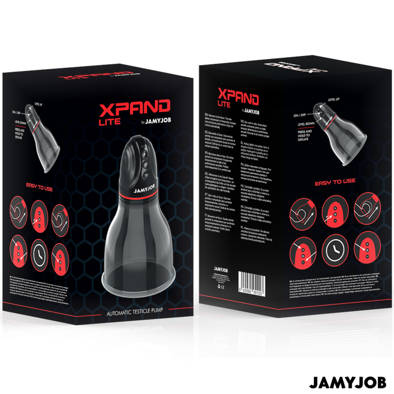 JAMYJOB - POMPE À TESTICULES AUTOMATIQUE XPAND LITE, 3 NIVEAUX D'ASPIRATION, GRIS