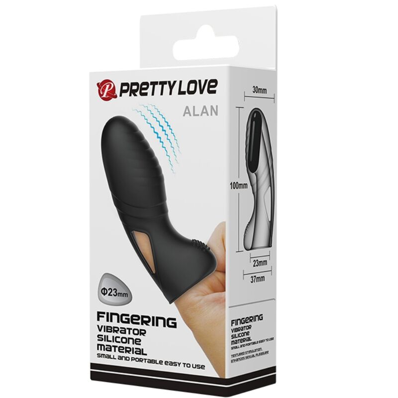 PRETTY LOVE - ALAN SILICONEN VINGERVIBRATOR ZWART