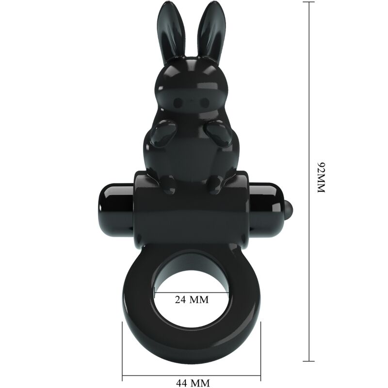 PRETTY LOVE - Bague vibromasseur lapin excitante, 10 vibrations, noire