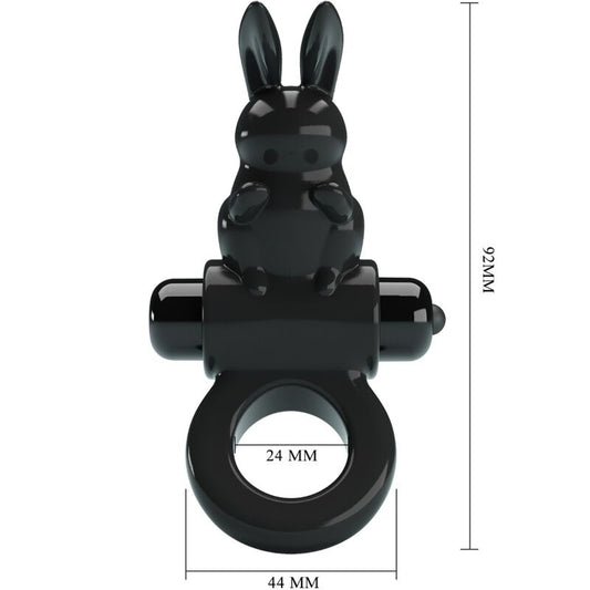 PRETTY LOVE - Bague vibromasseur lapin excitante, 10 vibrations, noire