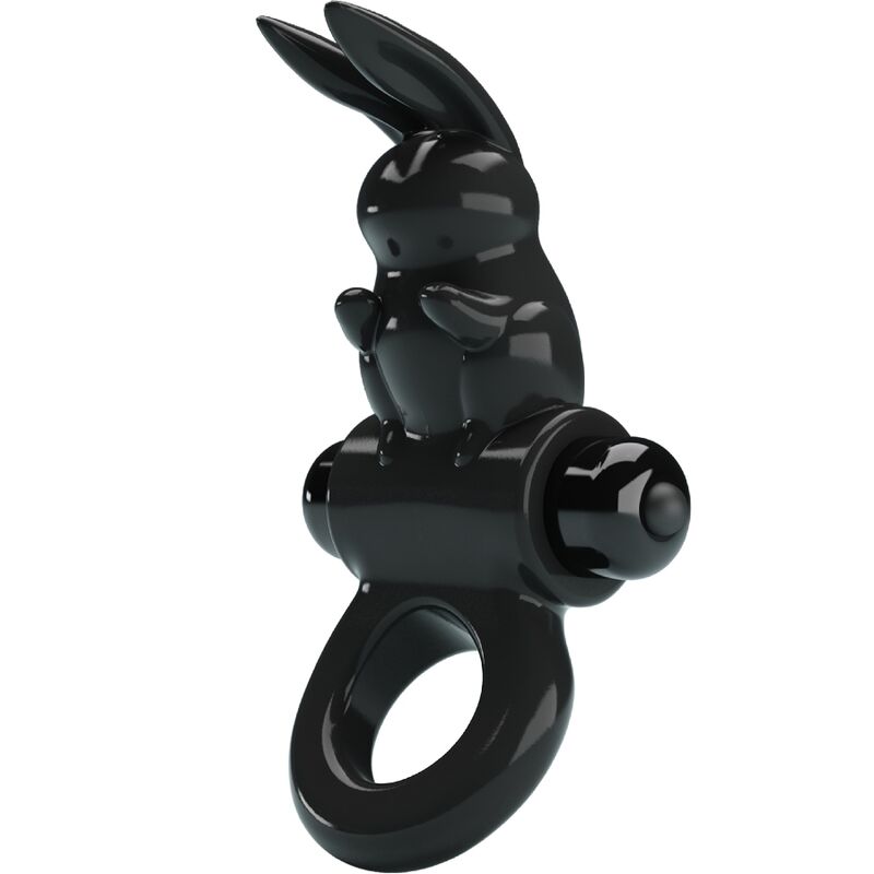 PRETTY LOVE - Bague vibromasseur lapin excitante, 10 vibrations, noire