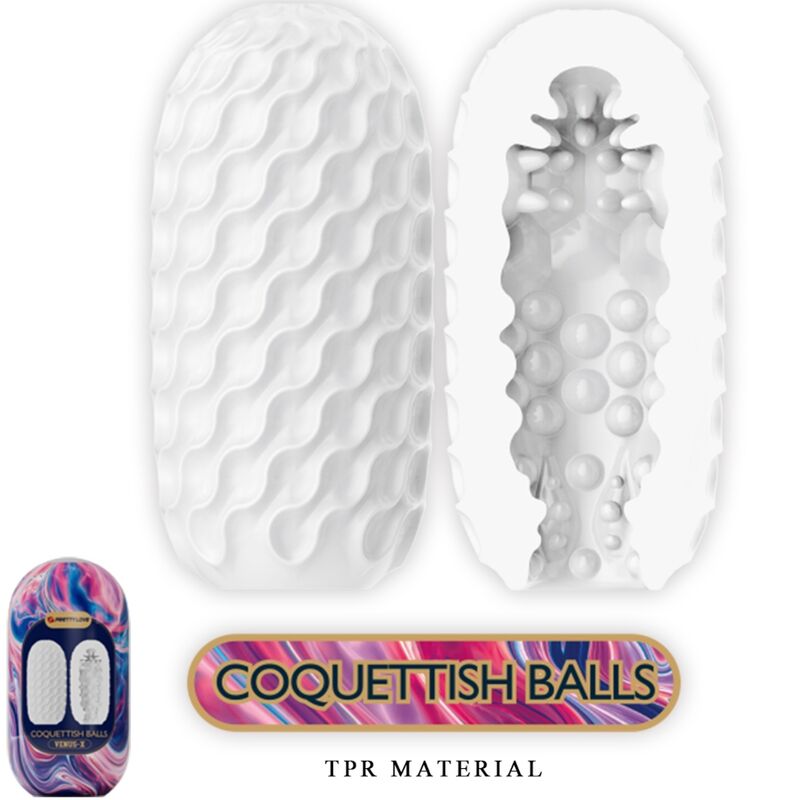 PRETTY LOVE - BOULES DE COQUETTISH EN SILICONE BLANC MASTURBATEUR HOMME