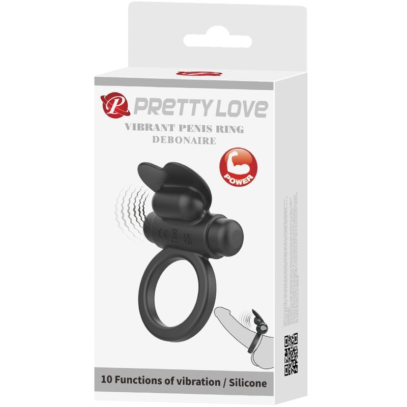 PRETTY LOVE - DEBONAIRE VIBRERENDE RING KONIJN 10 VIBRATIES ZWART