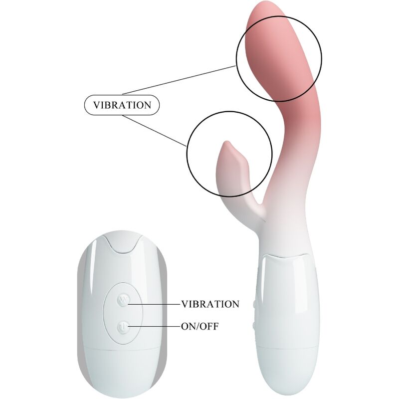 PRETTY LOVE - VIBRATEUR POINT G + STIMULATEUR CLITORIS 30 VIBRATIONS ROSE