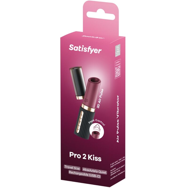 SATISFYER - PRO 2 KISS WAVE Стимулятор клитора, гранатово-черный