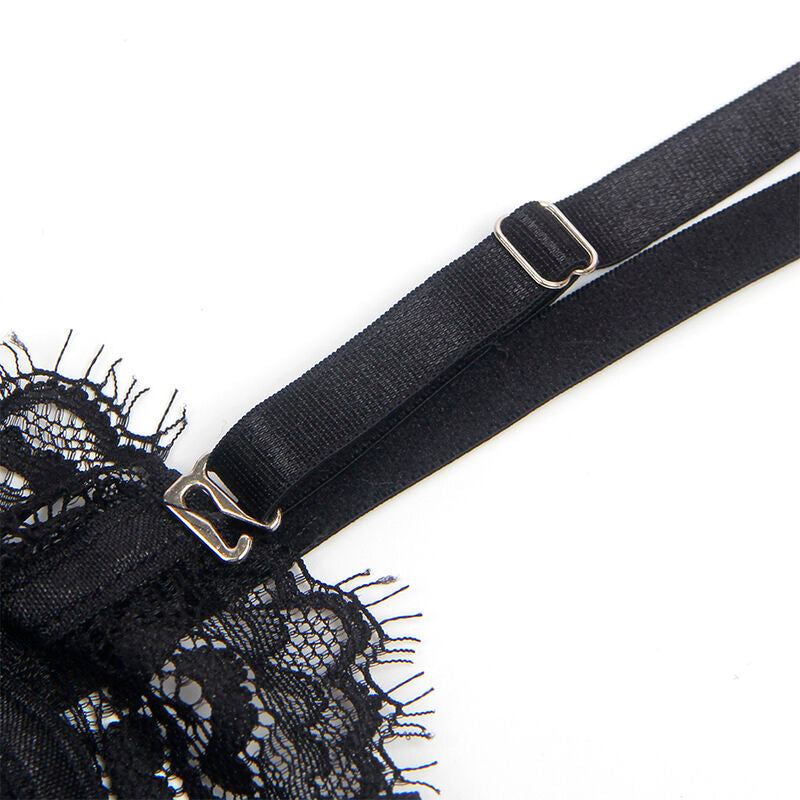 SUBBLIME - 955496 LACE BODYSUIT WITH BOWS AND GARTERS BLACK S/M