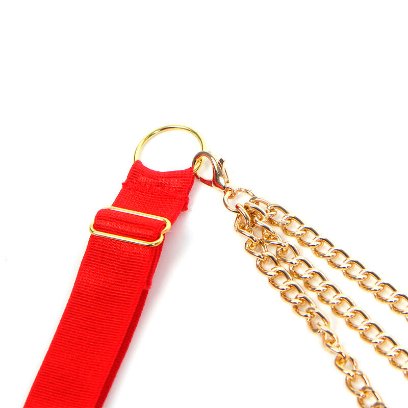 SUBBLIME - 955526 Комплект бюстгальтера с цепочками и сетчатым сердечком, красный, размер L/XL