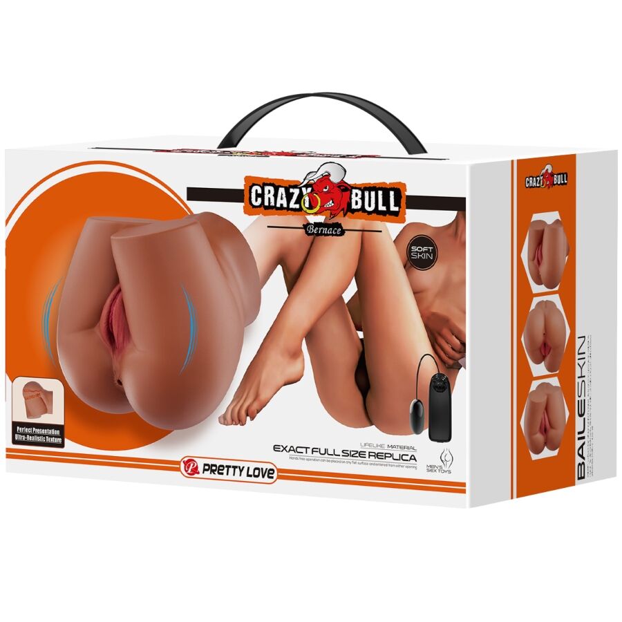 CRAZY BULL - BERNACE ASS VIBRATOR MET REALISTISCHE VAGINA EN ANUS VLEES AFSTANDSBEDIENING